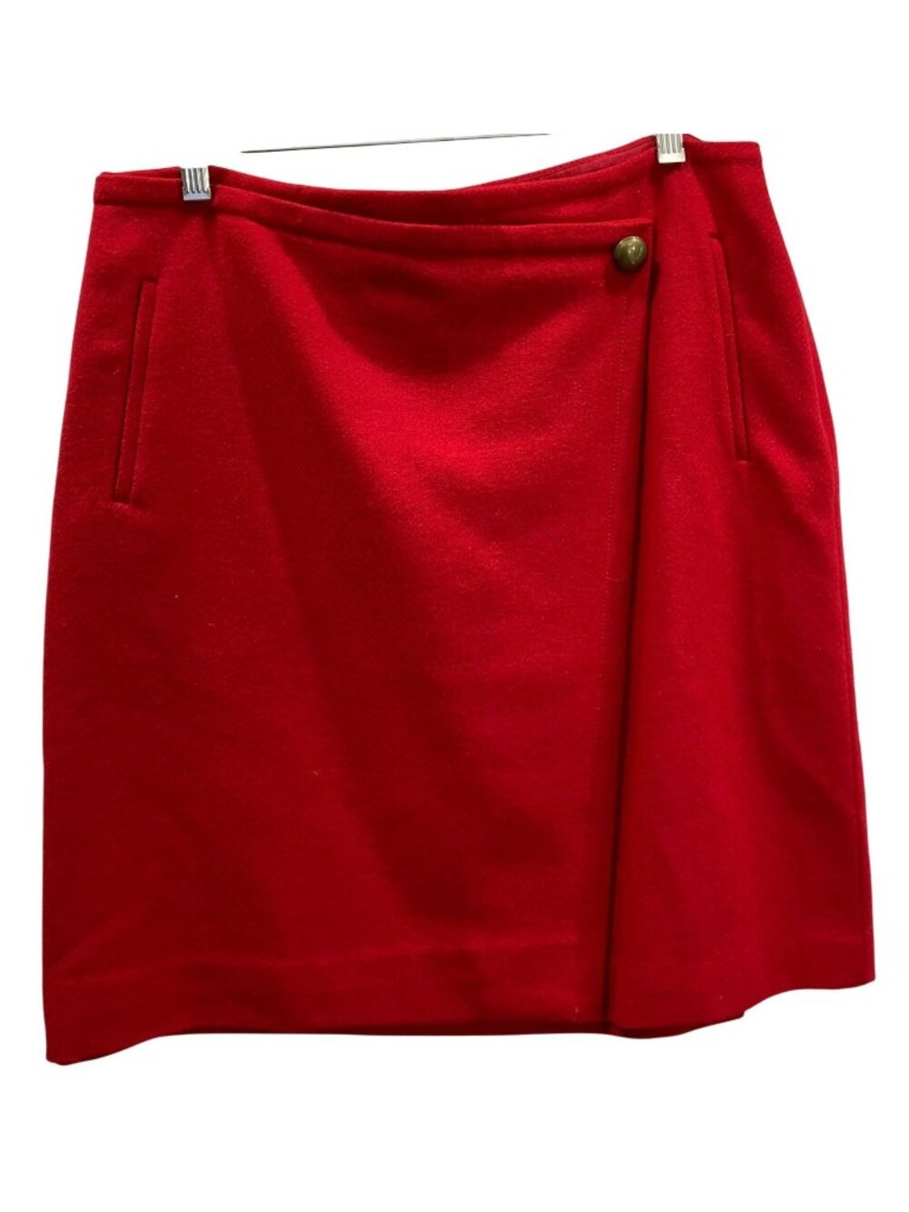 Talbots Wool Blend Wrap Skirt 14P Red Office Vibrant Preppy Holidays Tomato Girl